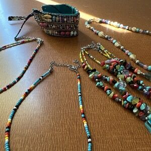 Colorful Beaded Necklaces‎ And Cuff Beaded Bracelet